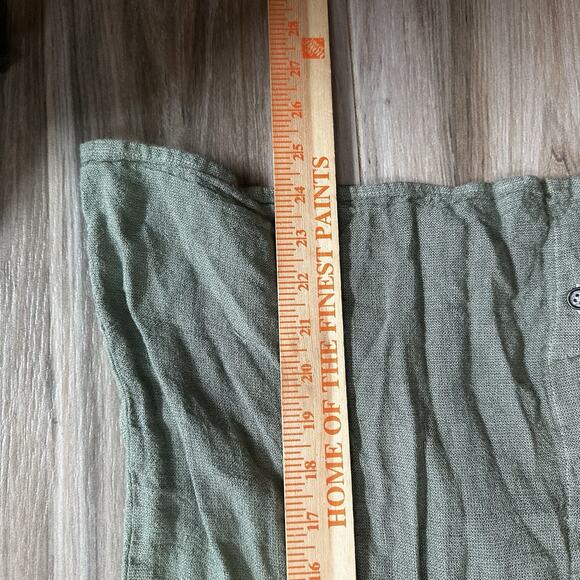VTG CP SHADES Shirt Rayon Flax Linen M Sage Button Front Natural Earthy Coastal - Picture 7 of 8